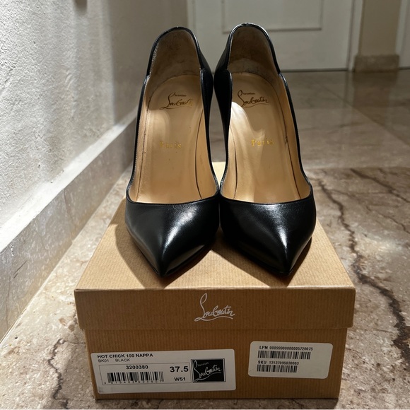 Christian Louboutin Hot Chick 100 Black Nappa with Casali Mirror Soles 37.5 - Picture 7 of 16